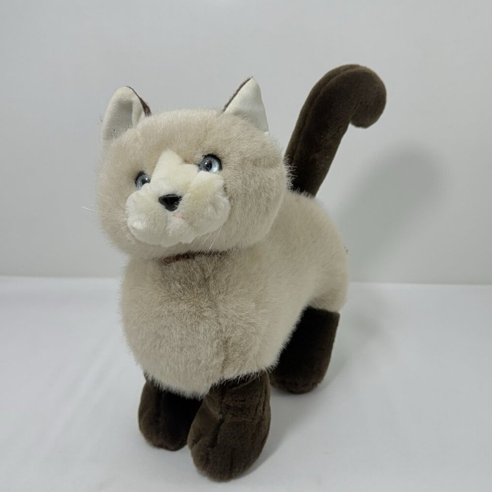 Vintage Mervyn Playful Pals Siamese Cat Plush Toy Weighted Blue Eyed Realistic